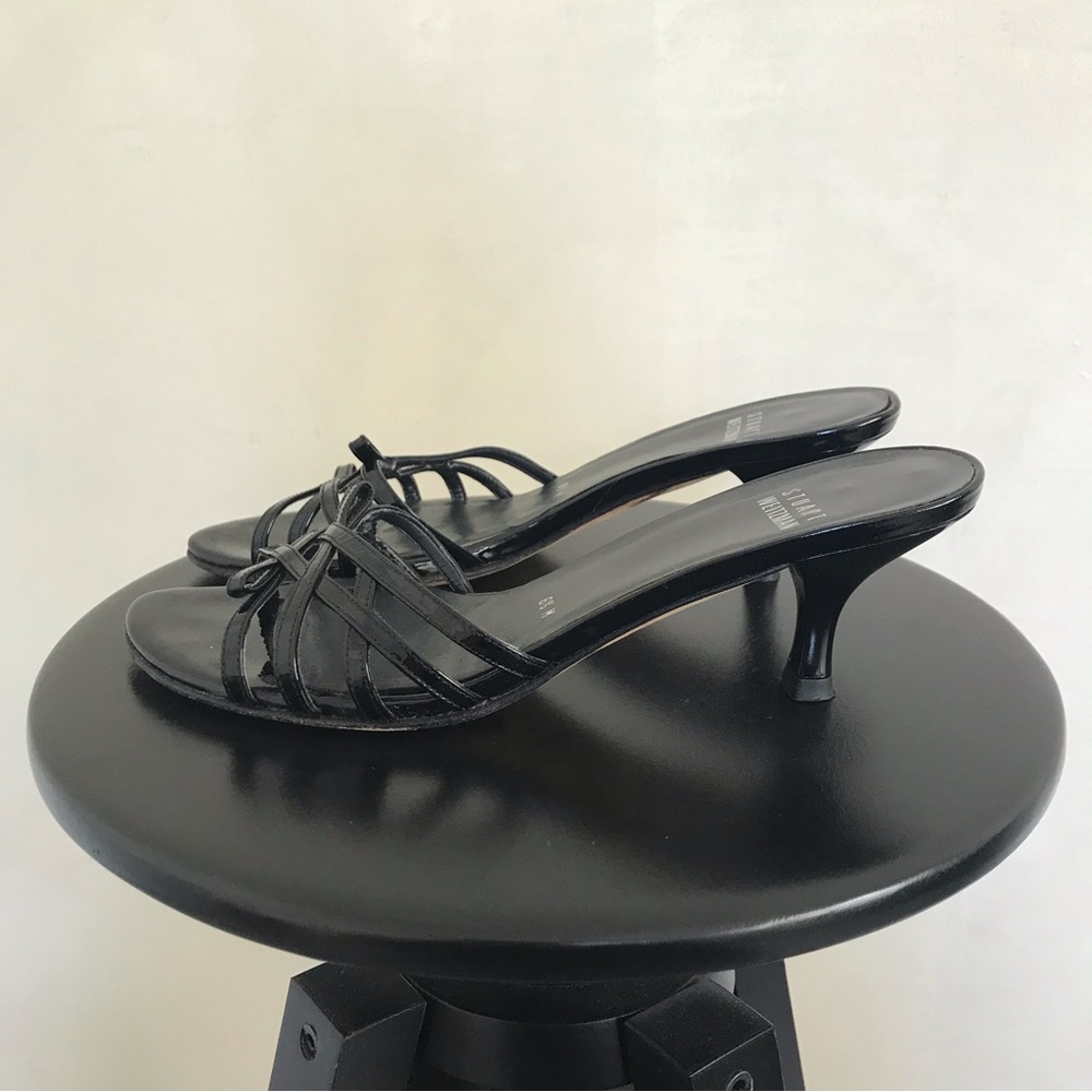 Stuart Weitzman Black Patent Leather Kitten Heel